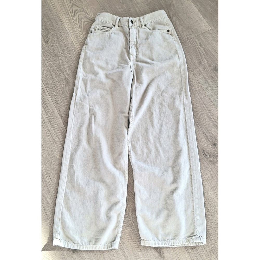 SR vs Sandrine Rose Wide Curve Leg Jeans Women's 24 Sand Cotton Linen Blend EUC